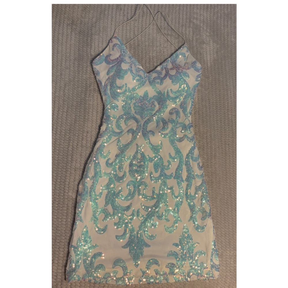 Elegant Blue Sequin Dress